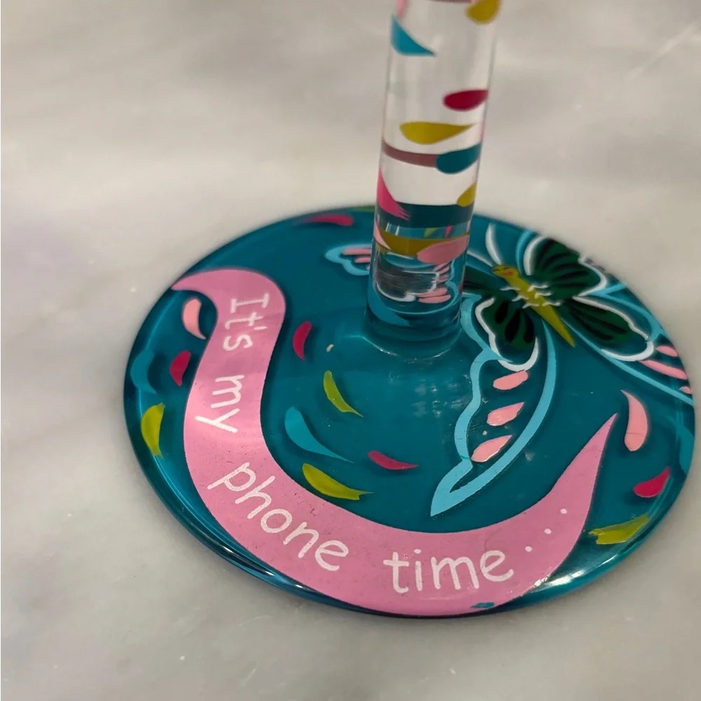 NWOT Set of 2 Hand-Painted Wine Glasses - Picture 5 of 8